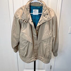 London Fog Jacket Snap Up Size 12 PET Tan Padded Pockets Lined Winter